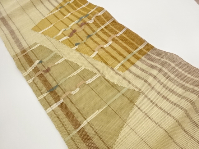 JAPANESE KIMONO / NAGOYA OBI FOR SUMMER / TSUZURE / WOVEN ABSTRACT PATTERN 